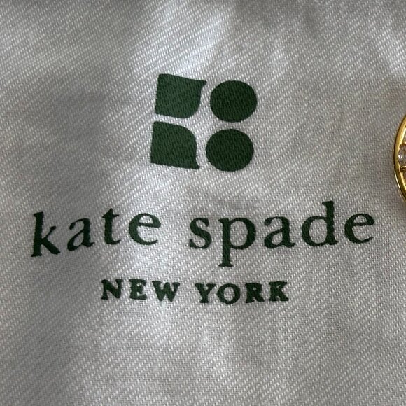 Kate Spade New York Gold Floral Hoop Earrings w/ Crystal Accents | NEVER WORN - Picture 3 of 3